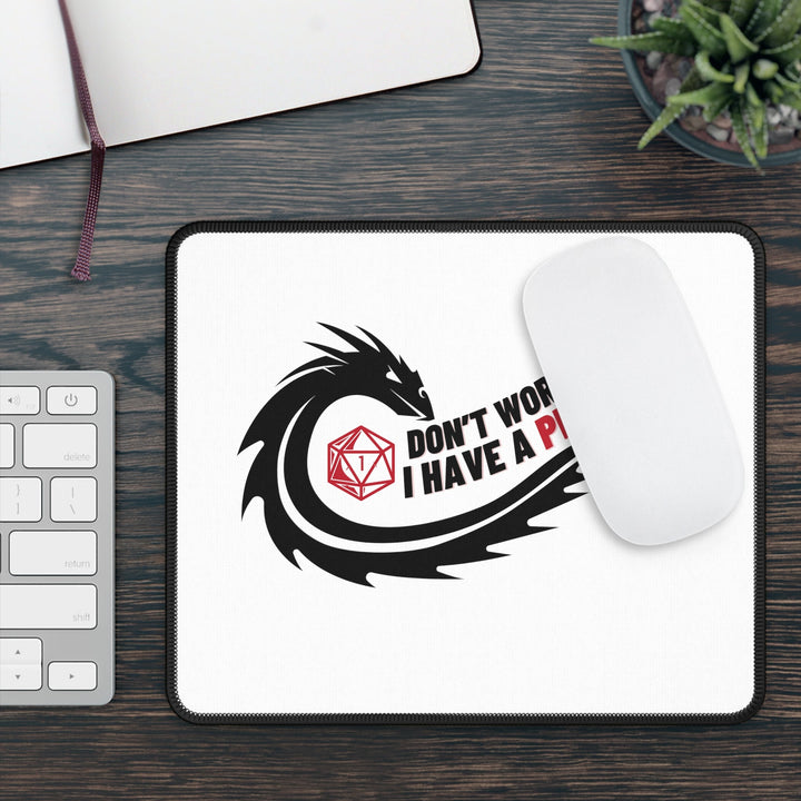 Dragon Don't Worry I Have a Plan Gaming DND Mouse Pad White - Madee's Boutique Home Decor Printify Accessories anniversary gift for husband