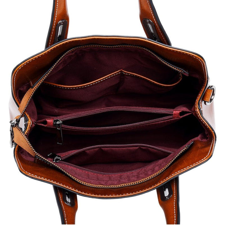 Large Two-layer Cowhide Leather Handbag Multiple Color Options - Madee's Boutique Handbag Madee's Boutique aesthetic gift bag anniversary gift ideas