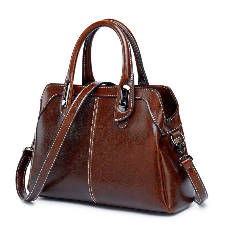 Large Two-layer Cowhide Leather Handbag Multiple Color Options - Madee's Boutique Handbag Madee's Boutique aesthetic gift bag anniversary gift ideas