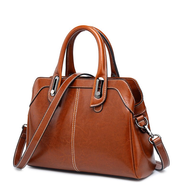 Large Two-layer Cowhide Leather Handbag Multiple Color Options - Madee's Boutique Handbag Madee's Boutique aesthetic gift bag anniversary gift ideas