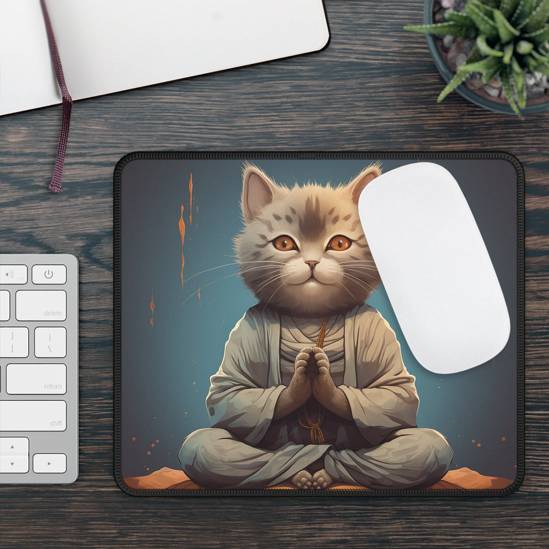 Meditating Grey Cat Mouse Pad MADEE'S EXCLUSIVES - Madee's Boutique Home Decor Printify Accessories aesthetic gift