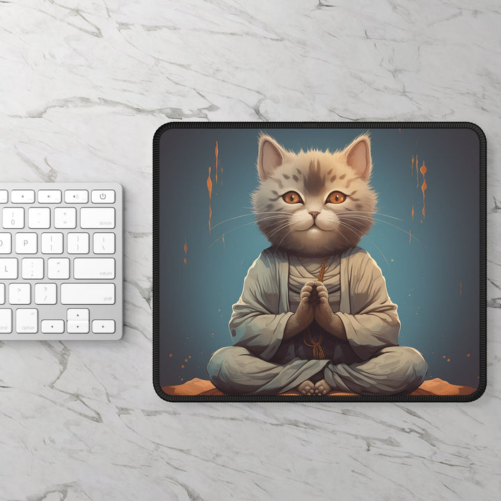 Meditating Grey Cat Mouse Pad MADEE'S EXCLUSIVES - Madee's Boutique Home Decor Printify Accessories aesthetic gift