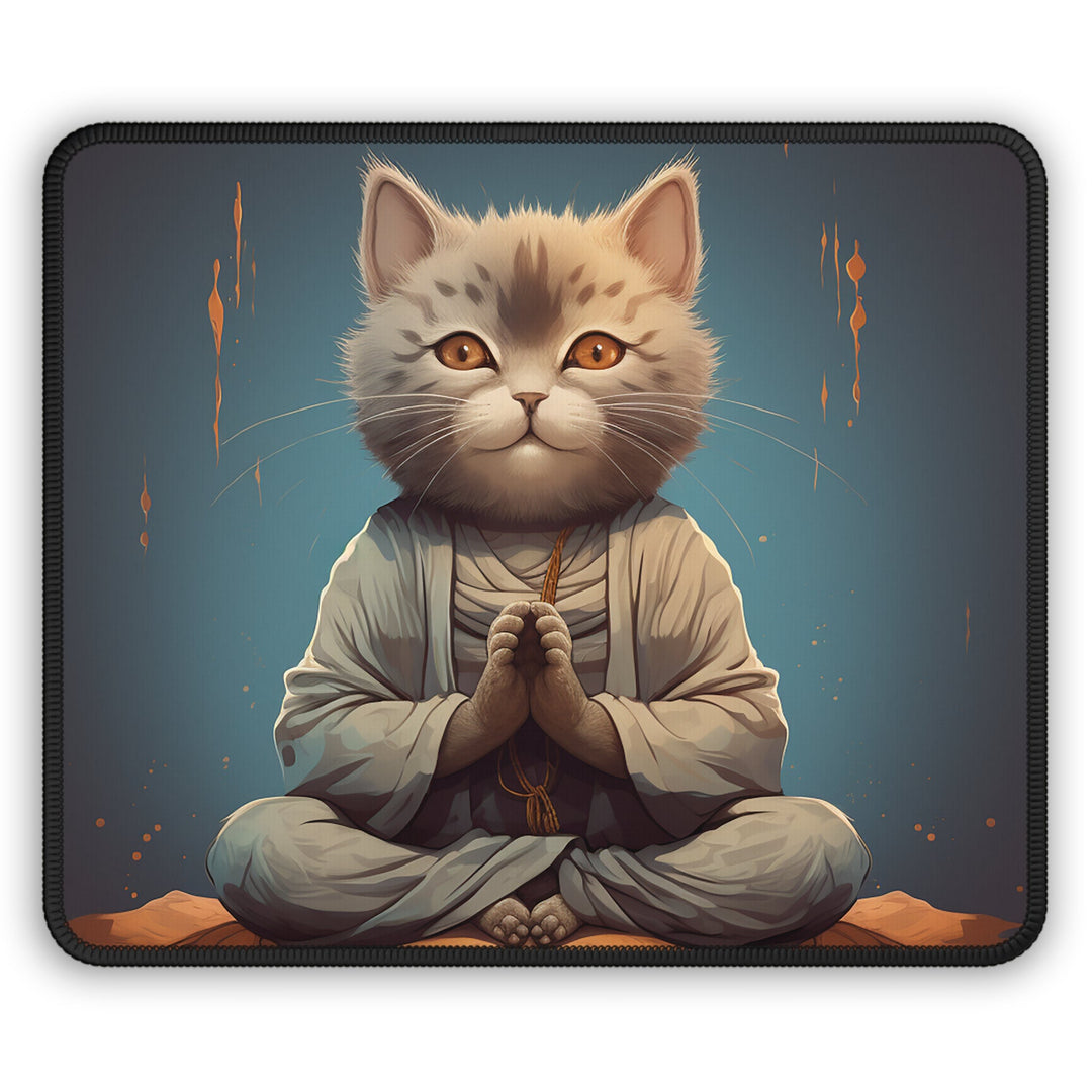 Meditating Grey Cat Mouse Pad MADEE'S EXCLUSIVES - Madee's Boutique Home Decor Printify Accessories aesthetic gift