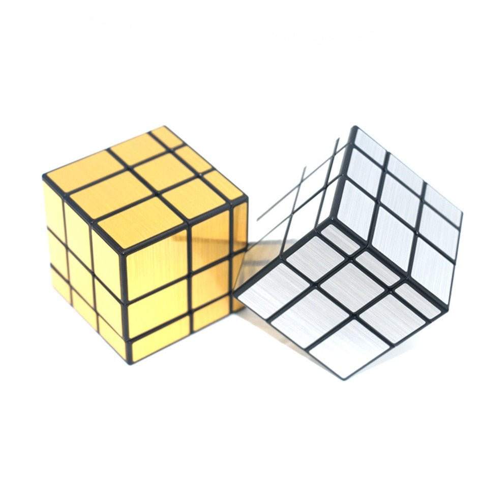QiYi 3x3x3 Mirror Magic Cube puzzle Speed Magico Cube baby kids Toys with Gold Silver sticker stickers - Madee's Boutique Madee's Boutique